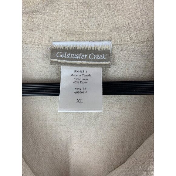Coldwater Creek Womens XL Beige Linen Blend Button-Up Shirt - Picture 4 of 5